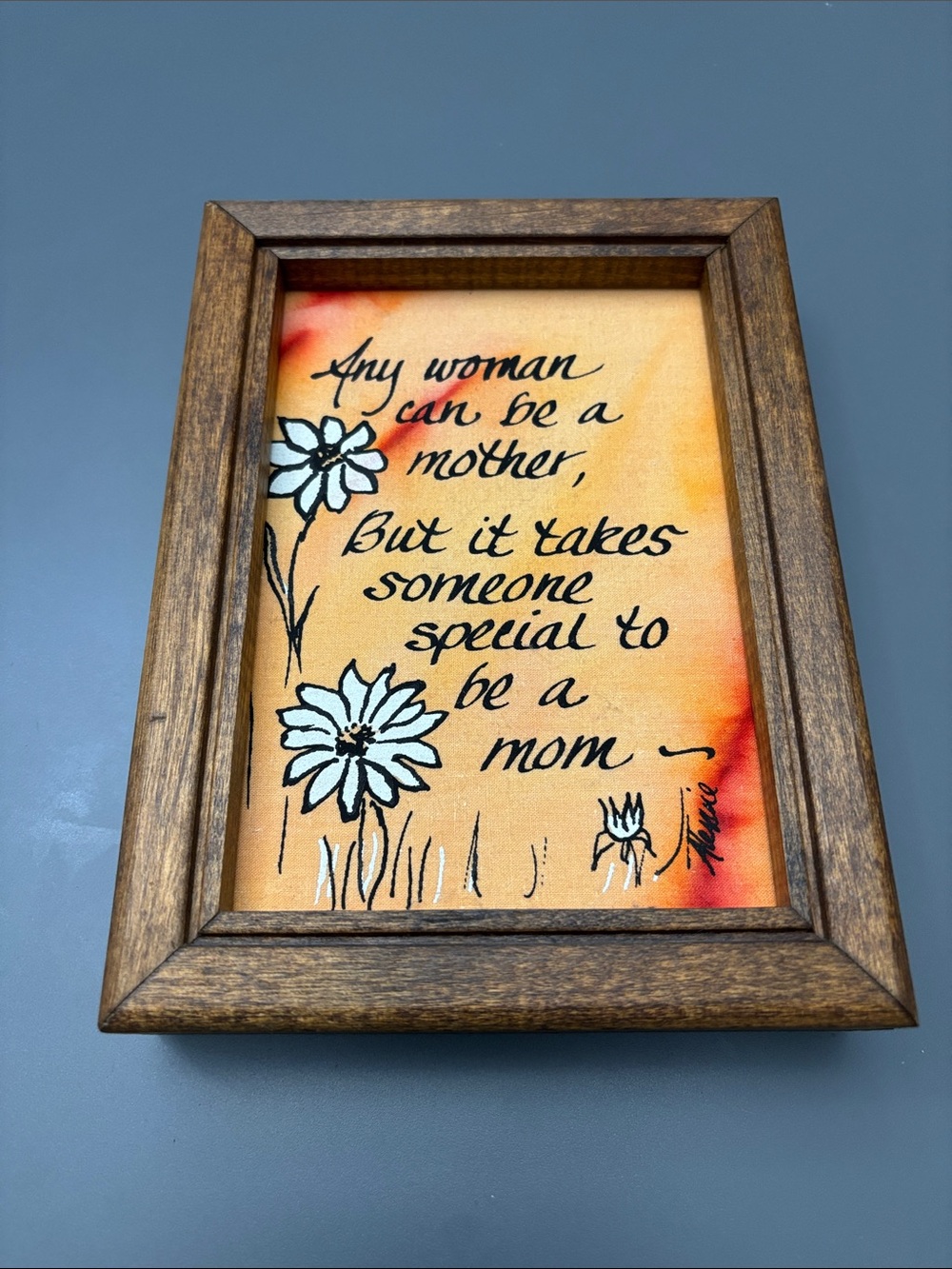 Vintage Original Framed Art by Jim & Alexine Calligraphy Silkscreen Gift for Mom